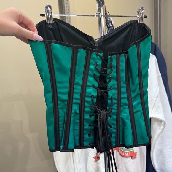 Shirley Of Hollywood Green Sporty Lace-Up Corset - Picture 7 of 9